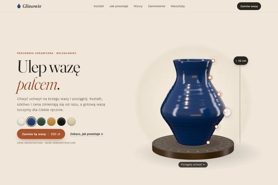 Vase auf der Töpferscheibe: Form mit dem Finger ziehen → Glasur, Preis, Bestellung