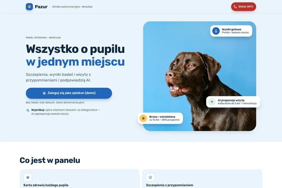 Vaccinations, tests and vet appointments → everything about the pet in one portal