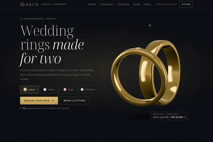 Anillo 3D: metal, perfil y piedra → cita para probárselo
